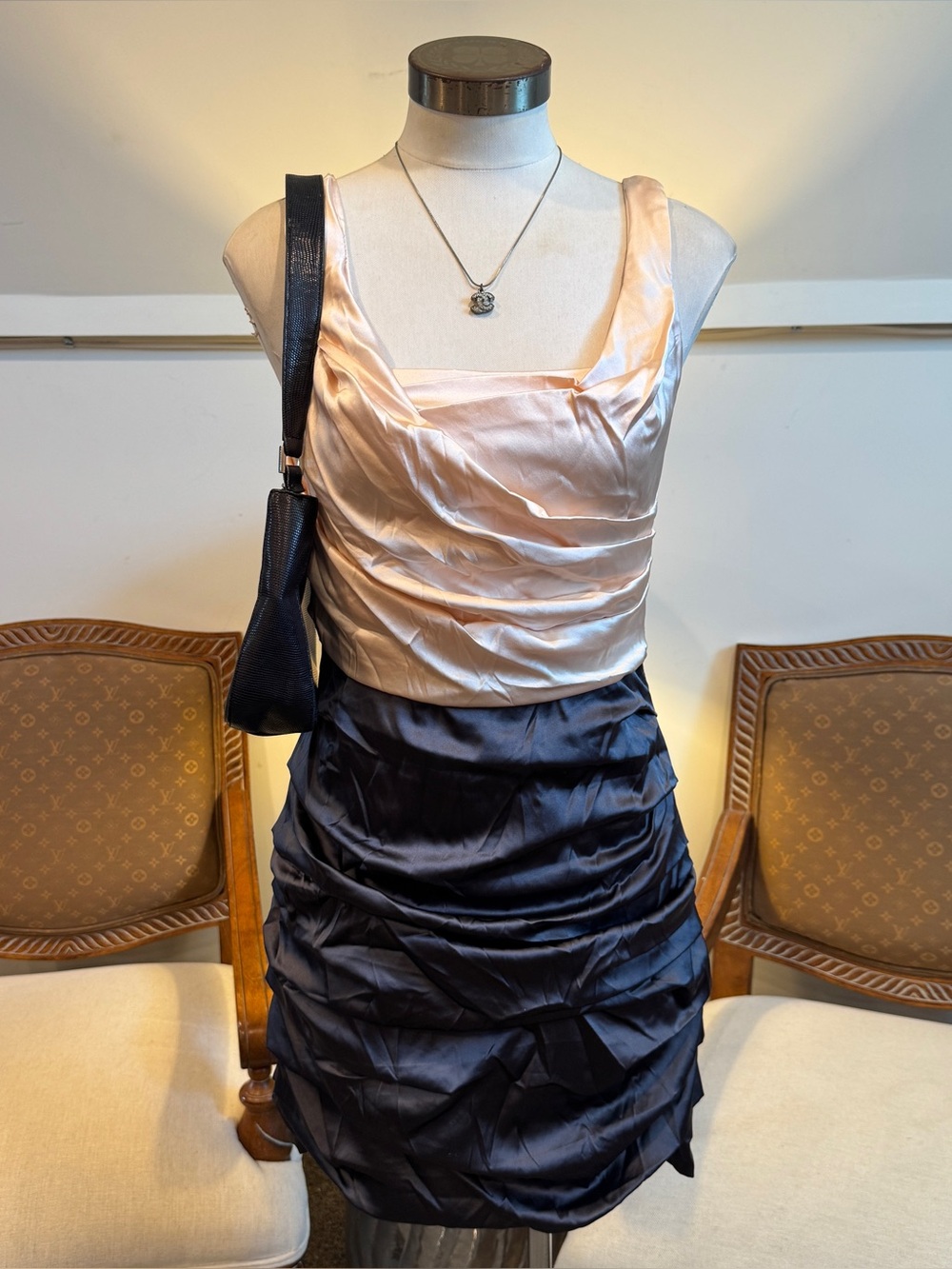 Express Silk Satin Ruched Mini Dress 8 Y2K Party Clubwear Office Siren
